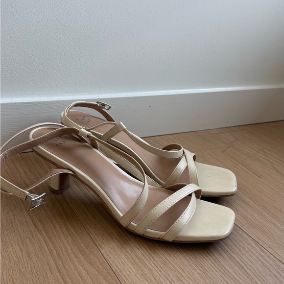 Cream Strappy Kitten Heels - Picture 1 of 3
